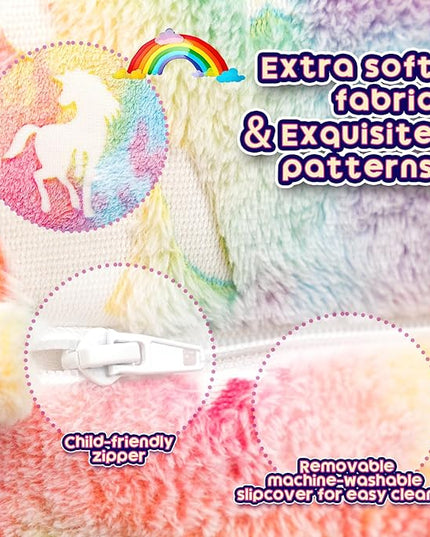 ALIMORDEN Kids Ultra-Soft Snuggle Foam Filled Chair, Cuddly Sherpa Reading Couch for Boys and Girls,Glow-in-The-Dark Unicorn Pattern - LeafyLoom