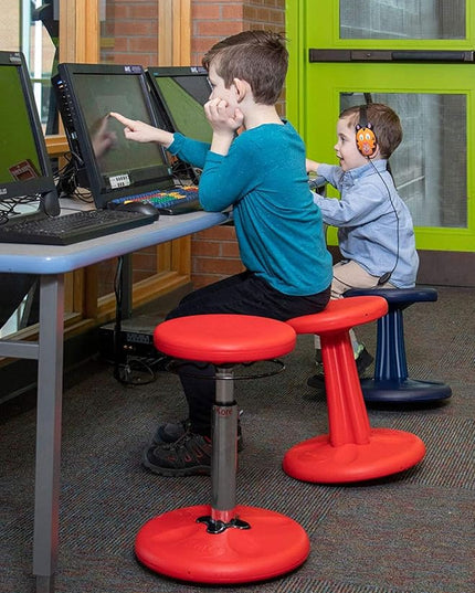 Kore Kids Wobble Chair - Flexible Seating Stool for Classroom & Elementary School, ADD/ADHD - Made in The USA - Age 6-7, Grade 1-2, Red (14in) - LeafyLoom