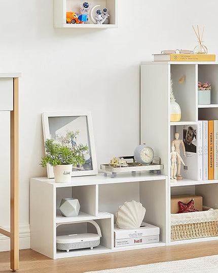 VECELO Small White Bookshelf, 3 Cube Shelf, Fits Tallest Hardcovers, Horizontal Available, Modern Storage Organzier for small spaces, kids, Pearl White - LeafyLoom