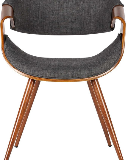 Armen Living Butterfly Dining Chair in Charcoal Fabric and Walnut Wood Finish 22D x 21W x 29H in - LeafyLoom