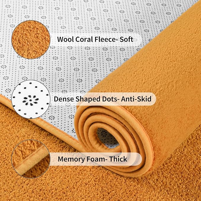 Area Rugs for Bedroom Living Room, 5x8 Orange Super Soft Comfy Thickened Memory-Foam Indoor Carpets, Modern Aesthetic Minimalist Carpet for Boys Girls Adults Apartment Nursery Home Décor - LeafyLoom