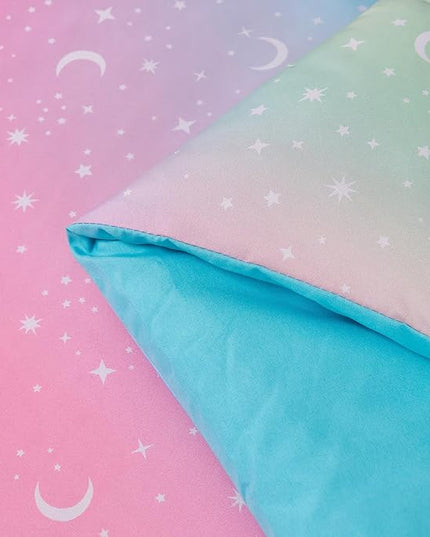 URBONUR Kids Bedding Set Twin Size 6 Pieces Comforter & Sheet Set Colorful Rainbow Tie Dye Stars Printed Girls Bedding Set Ultra Soft Bed Sets - LeafyLoom