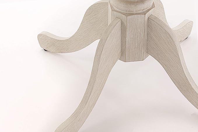 East West Furniture Antique Modern Kitchen Round Dining Table Top with Pedestal Base, 36x36 Inch, Butter Cream - LeafyLoom