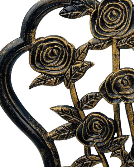 KAILI Outdoor Furniture Bistro Set with Rose Pattern 1 Table 2 Chairs for Garden Patio Porch (Rose-Bronzed) - LeafyLoom