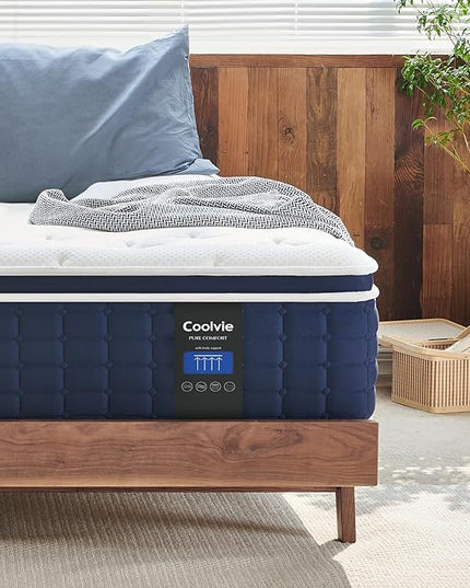 Coolvie Full Size Mattress, 12 Inch Medium Feel Full Mattress in a Box, Hybrid Construction Individual Pocket Springs with Memory Foam, Cooler Sleep with Pressure Relief and Support - LeafyLoom