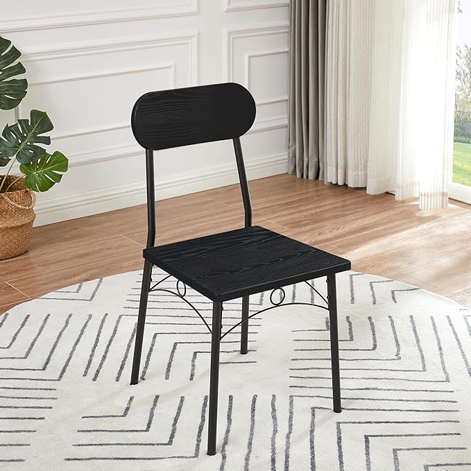 VECELO Dining Table Set for 4, 5 Piece Dinette with Chairs for Kitchen, Breakfast Nook and Small Space, 43.3", Black - LeafyLoom
