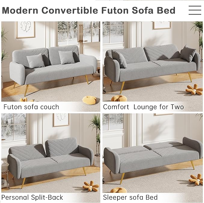 NicBex Sectional Couch Sofa with 2 Throw Pillows Sofa Bed Cloud Couch for Living Room Furniture Sets with Adjustable Back, Modular Sofa for Living Room, Bedroom, Apartment,70.47" L, Gray - LeafyLoom