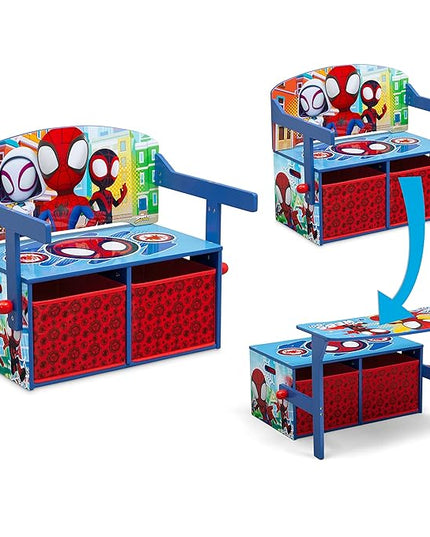 Delta Children Kids Convertible Activity Bench - Greenguard Gold Certified, Marvel Spidey and His Amazing Friends - LeafyLoom