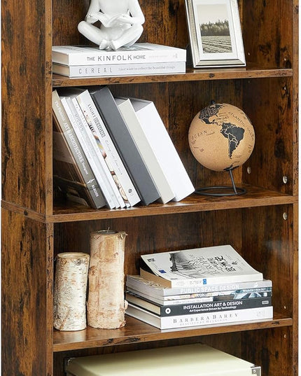 VASAGLE Bookshelf, 23.6 Inches Wide, 4-Tier Open Bookcase with Adjustable Storage Shelves, Floor Standing Unit, Rustic Brown ULBC164X01 - LeafyLoom