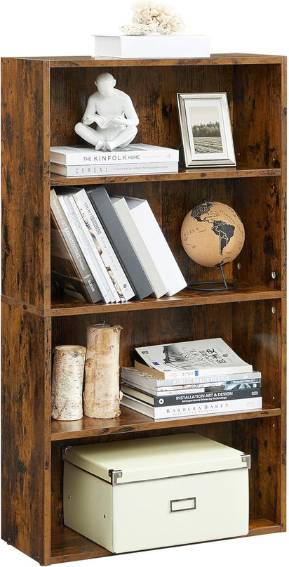 VASAGLE Bookshelf, 23.6 Inches Wide, 4-Tier Open Bookcase with Adjustable Storage Shelves, Floor Standing Unit, Rustic Brown ULBC164X01 - LeafyLoom