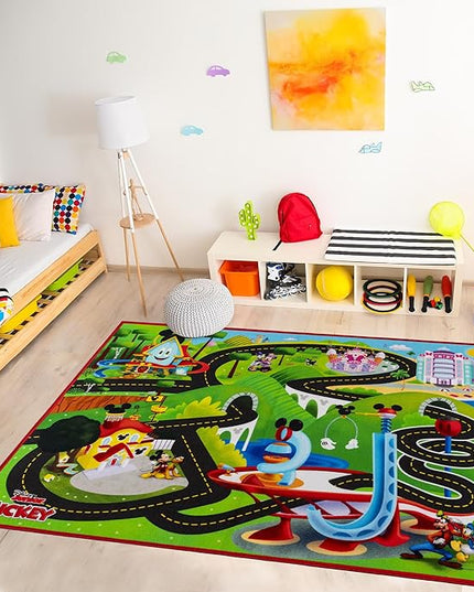 Gertmenian Disney Mickey Mouse Funhouse Road Play Area Rug for Children | Kids Home Decor for Girls & Boys | 4x6 Large, Multi, 27059 - LeafyLoom