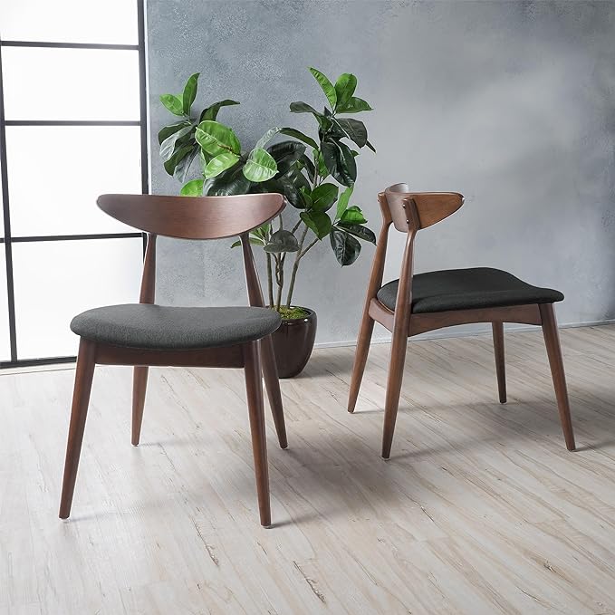 Christopher Knight Home Barron Fabric Dining Chairs, 2-Pcs Set, Charcoal - LeafyLoom