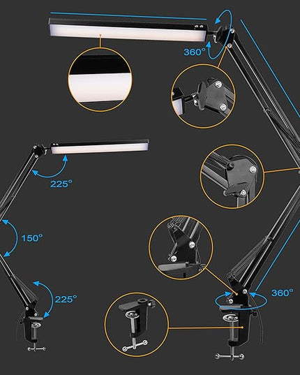 weishan manicure light for table nail lamp for desk, lampara para mesa de uñas profesional, Swing Arm LED Bar USB lights - LeafyLoom