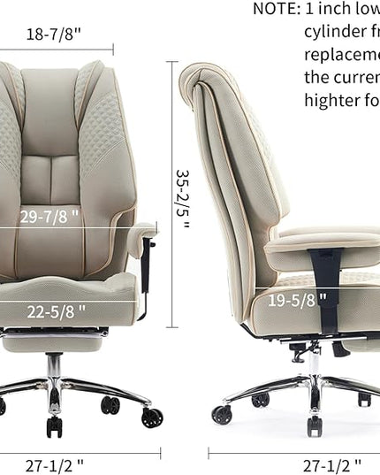 Big and Tall Office Chair 400lbs Wide Seat, Mesh High Back Executive Office Chair with Foot Rest, Ergonomic Office Chair Lumbar Support for Lower Back Pain Relief (Mesh Dark Beige) - LeafyLoom