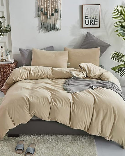 Champagne Comforter Twin Solid Champagne Deep Beige Bedding Set Lightweight Girls Soft Champagne Blanket Boys 3 PCs Durable Hotel Quality Comforter Set Twin - LeafyLoom