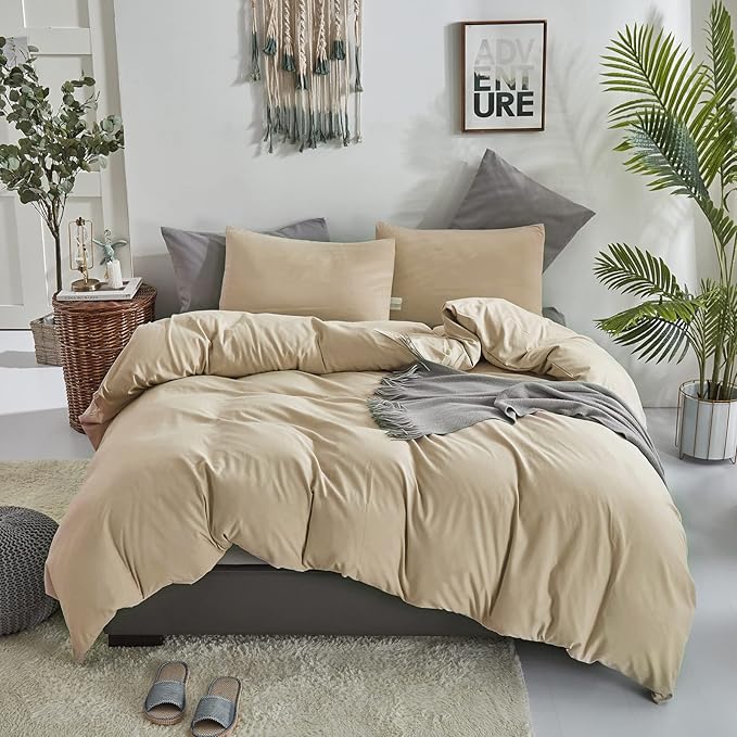 Champagne Comforter Twin Solid Champagne Deep Beige Bedding Set Lightweight Girls Soft Champagne Blanket Boys 3 PCs Durable Hotel Quality Comforter Set Twin - LeafyLoom