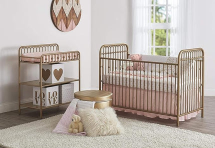 Little Seeds Monarch Hill Ivy Metal Crib, Gold - LeafyLoom