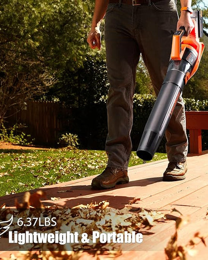 LawnMaster CLBL4016A Cordless Leaf Blower 40V Max with 2.0Ah,Battery Powered Leaf Blower Lightweight for Lawn Care, Leaves and Snow Blowing(Battery & Quick Charger) - LeafyLoom