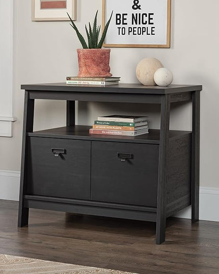 Sauder Trestle Lateral File, L: 32.28" x W: 24.49" x H: 29.41", Raven Oak Finish - LeafyLoom