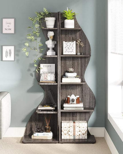 Small Corner Shelf, Modern 5-Tier Wall Corner Bookshelf, Stylish Bookcase Storage Rack for Small Space,Living Room. Bedroom - LeafyLoom