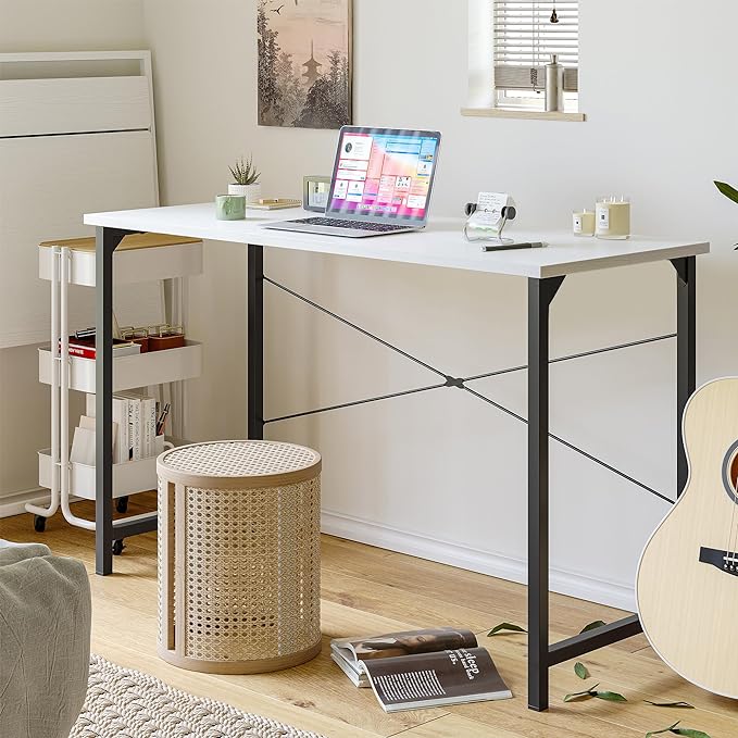 CubiCubi Computer Desk, 40 inch Home Office Desk, Modern Simple Style PC Table for Home, Office, Study, Writing, White - LeafyLoom