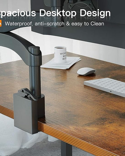 Coleshome 55 Inch Computer Desk, Modern Simple Style Desk for Home Office, Study Student Writing Desk,Vintage - LeafyLoom