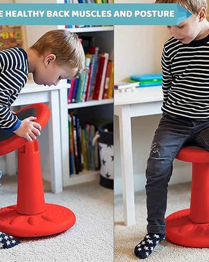 Studico ActiveChairs Kids Wobble Stool, Flexible Seating for Preschool & Elementary Classrooms. Improves Focus & Posture, Helps ADHA/ADD, Wiggle Seat, [Active Desk Chairs], 14" Stool, Ages 3-7, Red - LeafyLoom