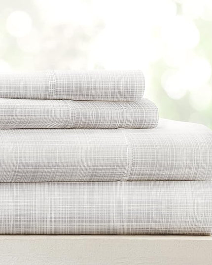 Linen Market 4 Piece King Bedding Sheet Set (Gray Thatch) - Sleep Better Than Ever with These Ultra-Soft & Cooling Bed Sheets for Your King Size Bed - Deep Pocket Fits 16" Mattress - LeafyLoom