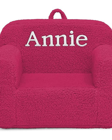 Delta Children Personalized Sherpa Cozee Chair - Customize with Name – Foam Kids Chair for Ages 18 Months and Up, Hot Pink - LeafyLoom