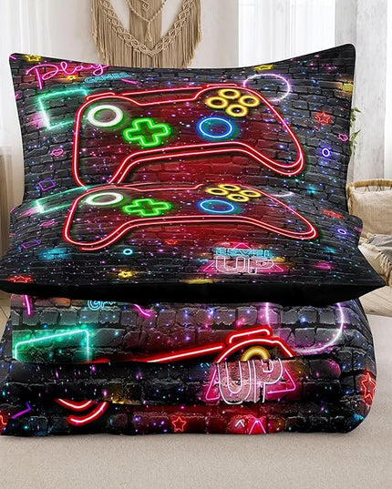 Boys Bedding Sets Twin Size, Gaming Comforter Sets for Boys, Boys Twin Comforter Set, Teen Boy Gamer Bedding Set with 1 Pillowcase… - LeafyLoom