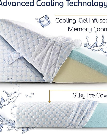 Nestl Bed Wedge Pillow - Adjustable Wedge Pillow for Sleeping to Reduce Acid Reflux, Wedge Pillows for After Surgery 12-in-1 Triangle Pillow Wedge, Cooling Gel Memory Foam Wedge Snoring Pillow - LeafyLoom
