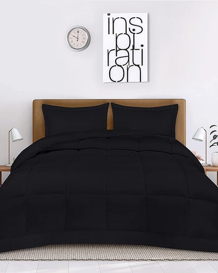 Utopia Bedding King Size Comforter Set with 2 Pillow Shams, Bedding Comforter Sets, Down Alternative Black Comforter, Soft and Comfortable, Machine Washable - LeafyLoom