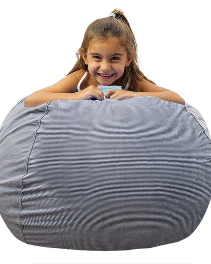 EMMandSOPHIE Stuffed Animal Storage Bean Bag Chair-Kids Bean Bag Chairs-Bean Bag Chair Kids-Beanbag Chairs for Kids and Teens-Stuffed Animal Holder-Stuffed Animal Bean Bag Storag - LeafyLoom