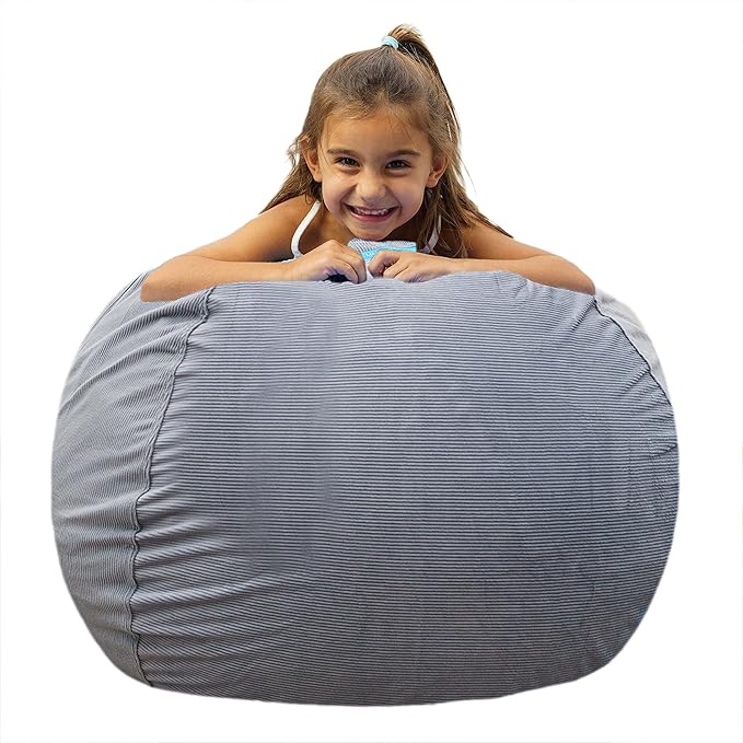 EMMandSOPHIE Stuffed Animal Storage Bean Bag Chair-Kids Bean Bag Chairs-Bean Bag Chair Kids-Beanbag Chairs for Kids and Teens-Stuffed Animal Holder-Stuffed Animal Bean Bag Storag - LeafyLoom