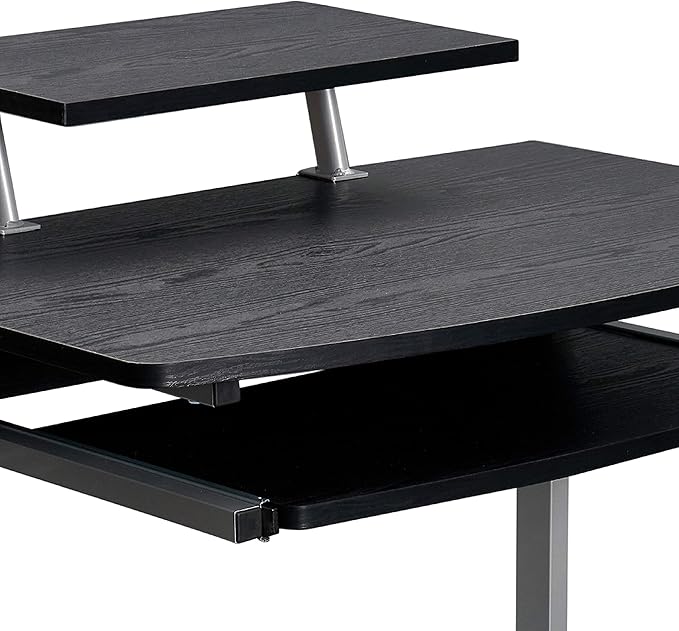 Techni Mobili Compact Computer Cart with Storage, Espresso - LeafyLoom