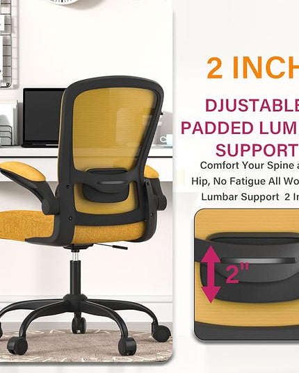Office Chair, Ergonomic Desk Chair with Adjustable Lumbar Support, High Back Mesh Computer Chair with Flip-up Armrests-BIFMA Passed Task Chairs, Executive Chair for Home Office - LeafyLoom