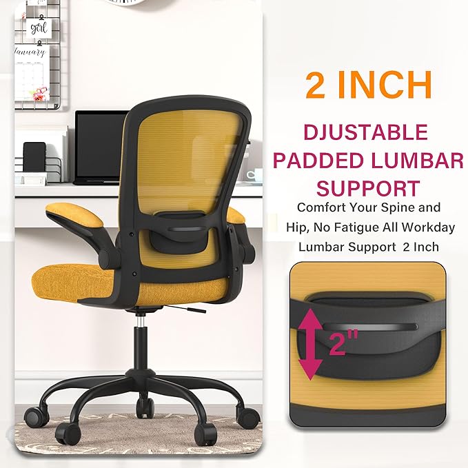 Office Chair, Ergonomic Desk Chair with Adjustable Lumbar Support, High Back Mesh Computer Chair with Flip-up Armrests-BIFMA Passed Task Chairs, Executive Chair for Home Office - LeafyLoom