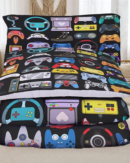 Sunnycitron Gamer Comforter Set for Boys Bedding Gaming Comforter Sets for Boys Gamer Bedding Sets Boys Comforter Sets Full Size Bed Set Teen Boy Room Decor,1 Comforter 2 Pillowcases - LeafyLoom