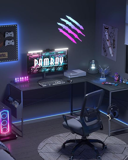 Pamray 47 Inch Computer Desk for Small Spaces with Storage Bag, Home Office Work Desk with Headphone Hook, Small Office Desk Study Writing Table - LeafyLoom