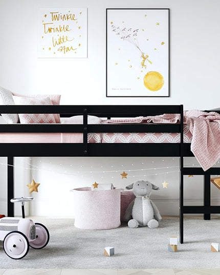 DHP Milton Junior Twin Loft Bed, Black - LeafyLoom