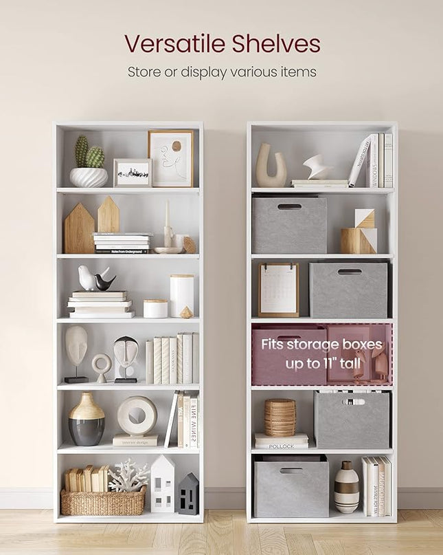 VASAGLE Bookshelf, 23.6 Inches Wide, 6-Tier Open Bookcase with Adjustable Storage Shelves, Floor Standing Unit, Cloud White ULBC166T14 - LeafyLoom