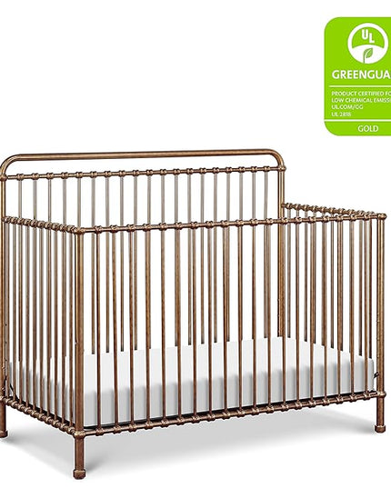 NAMESAKE Winston 4-in-1 Convertible Metal Crib in Vintage Gold, Greenguard Gold Certified - LeafyLoom