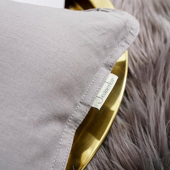 Jeanerlor SureGuard Pillowcase Cousion Cover Decor Cotton Linen with Unique Design to Embellish Study Room/House/Office Set of 2, 20"x20"(50 x 50cm), Silver Grey - LeafyLoom