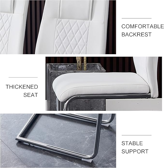 NicBex Haerin-SD-00311-LWJ Dining Chairs, 16"x19"x38", White and Silver - LeafyLoom