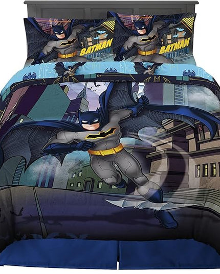 Franco Kids Bedding Super Soft Comforter and Sheet Set, 5 Piece Full Size, Batman - LeafyLoom
