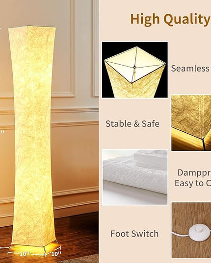 chiphy Floor Lamp, RGB Color Changing Floor Lamps, App Control Work with Alexa, 61" Tall White Column Floor Lamp Dimmable for Living Room, Bedroom, Game Room - LeafyLoom