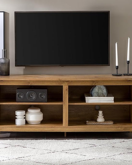 Walker Edison Wren Classic 4 Cubby TV Stand for TVs up to 65 Inches, 58 Inch, Barnwood - LeafyLoom