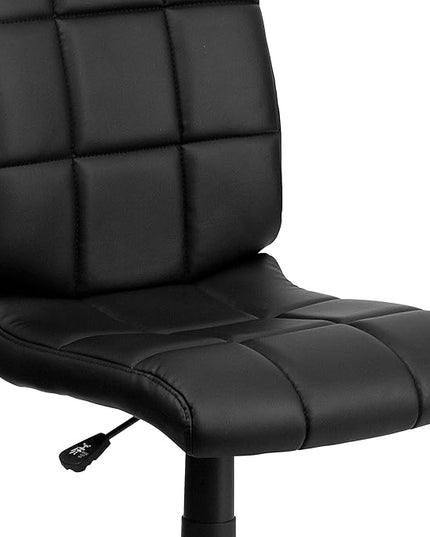 Flash Furniture Clayton Mid-Back Tufted Vinyl Upholstered Swivel Desk Chair with Padded Seat, Modern Adjustable Height Padded Office Chair, Black - LeafyLoom