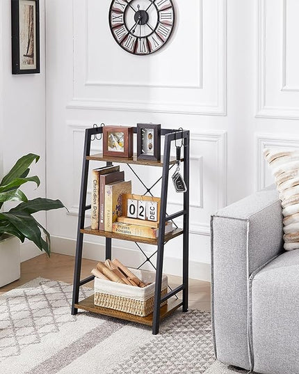 3-Tier Bathroom Ladder Shelf, Standing Tower Shelf Bookcase Freestanding Tower for Living Room Home and Office - LeafyLoom