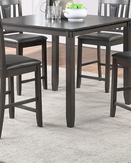 NicBex Small Dining Table Set for 4 5Pc Set Kitchen Breakfast Counter Height Dining Table with Wooden Top Upholstered Cushion 4 High Chairs Dining Room Furniture, Grey Mix - LeafyLoom